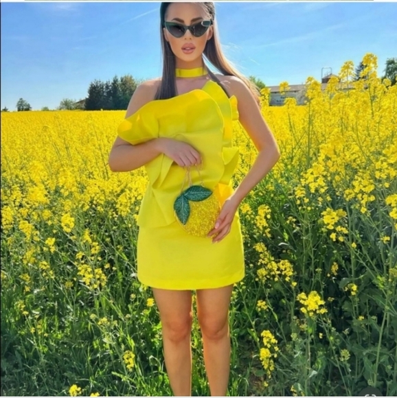 Zara Voluminous Mini Dress Limited Edition 3341/662 Size S Yellow - Picture 2 of 12